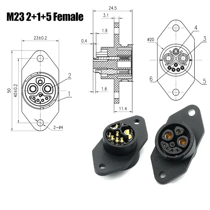 M23 2 + 1 + 5 Batteria 30A Connettore Scooter 2 + 0/2 + 1 + 3 Bici Elettrica Maschio Femmina Presa di Alimentazione Connettori E-bike batterie Spine