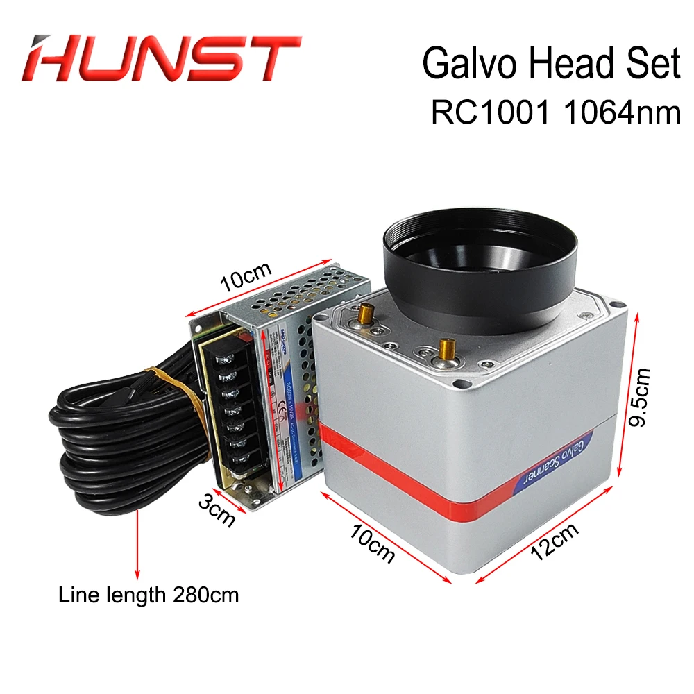 HUNST Fiber Laser Scan Galvo Head Set SINO-GALVO RC1001 1064nm Apeature 10mm Galvanometer Scanner with Power Supply.