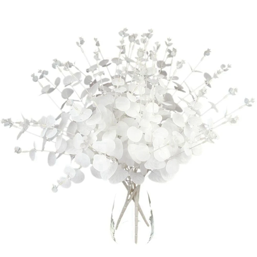 Artificial Plants White Eucalyptus Leaves Festival Home Vases Outdoor Garden Bonsai Wedding Wreath Diy Gift Box Decor Scrapbooks