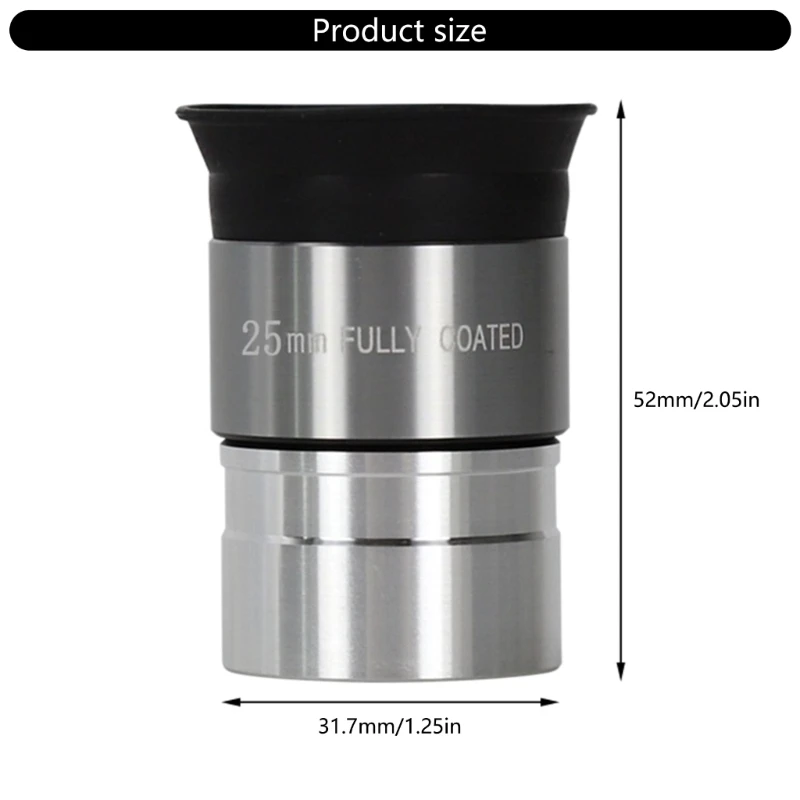 Wide 25mm 1.25inch Full Metal Eyepiece for Telescopes Amateur Professional Use with Comfortable Viewing Experience