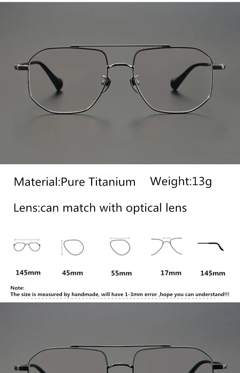 Japanische Design Pilot Titan Quadrat Gläser Rahmen Männer Optische Brillen Frauen Myopie Lesen Rezept Brillen Brillen – Detail 4
