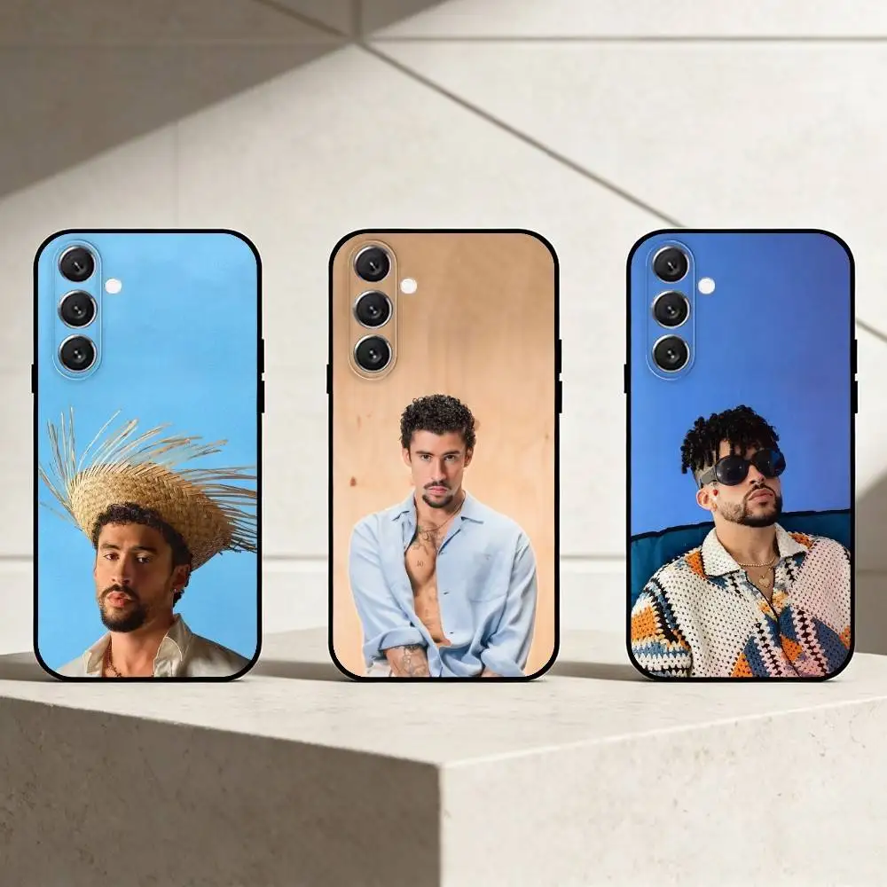 Funda de teléfono Bad Bunny para Samsung Galaxy A13,21s,22,31,32,52,53,71,72,73, funda negra suave