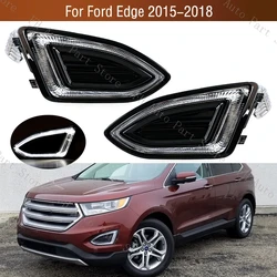 For Ford Edge 2015 2016 2017 2018 LED Front Bumper DRL Daytime Running Drive Light Fog Lamp Cover Frame Grille