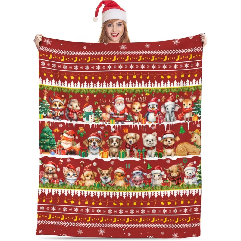 

Christmas blanket gift printed flannel cute animal snowman cover blanket bed sofa living room decoration 60INX50IN