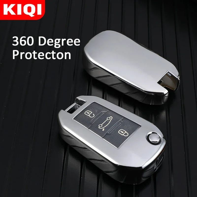 Soft TPU Car Folding Flip Key Case Cover Shell for Citroen C4 CACTUS C3 C5 C4L for Peugeot 408 508 301 2008 3008 Protector