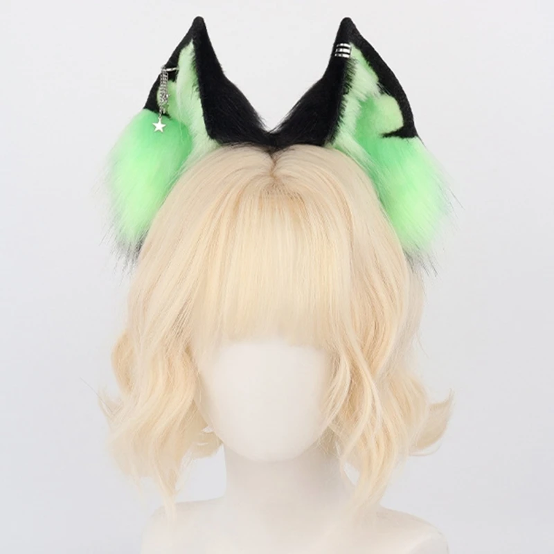 Fasce per orecchie di gatto di peluche a tema anime con sfumature moderne, colori regolabili per costumi, abbigliamento alla moda quotidiano di Halloween