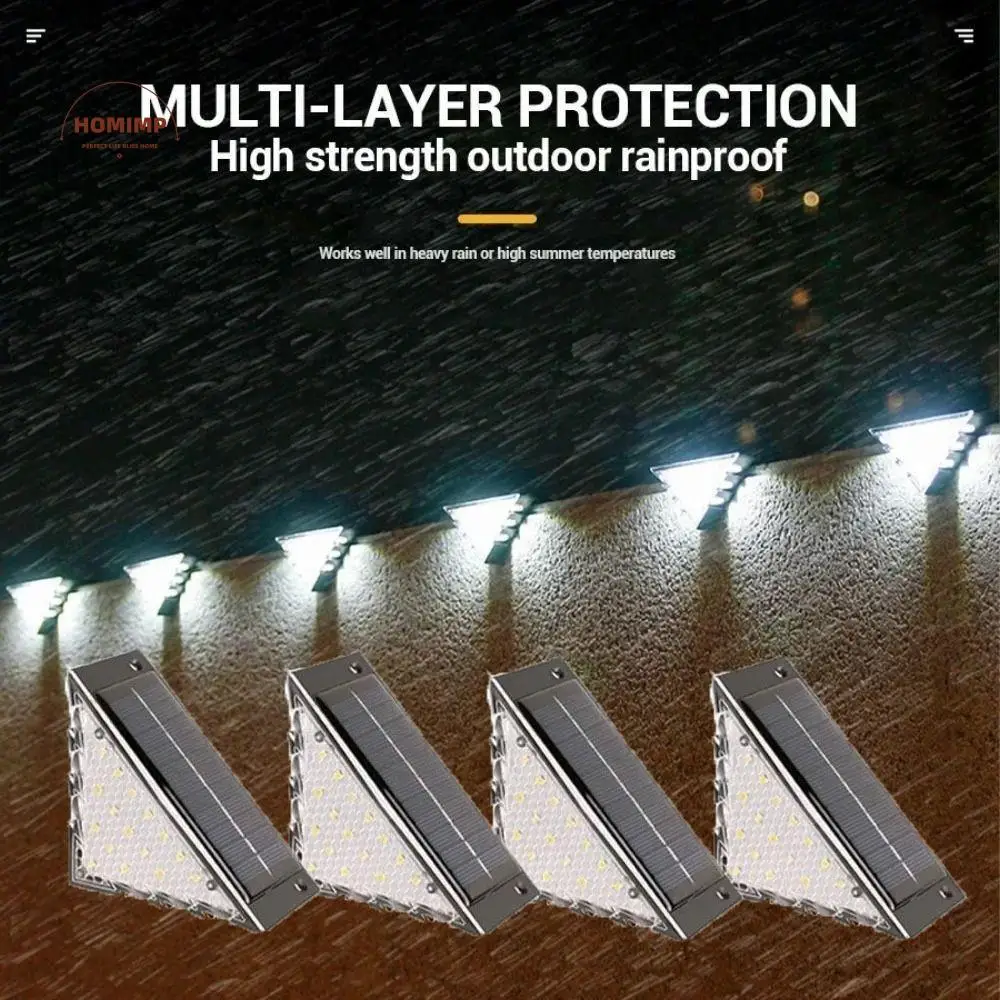 

Solar Powered Outdoor Solar Step Lights White/Warm Light Triangle Landscape Light Super Bright LED Deck Lights Path