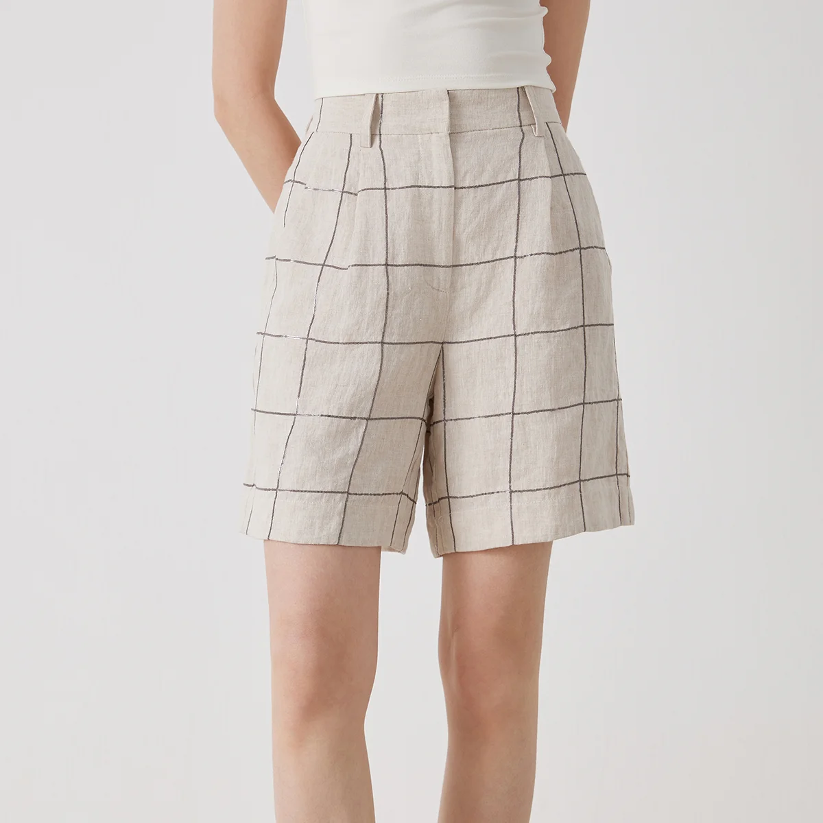 

K3201L Summer High-Quality Women's Pure Linen Shorts Comfortable Breathable Casual Clothing for Ladies