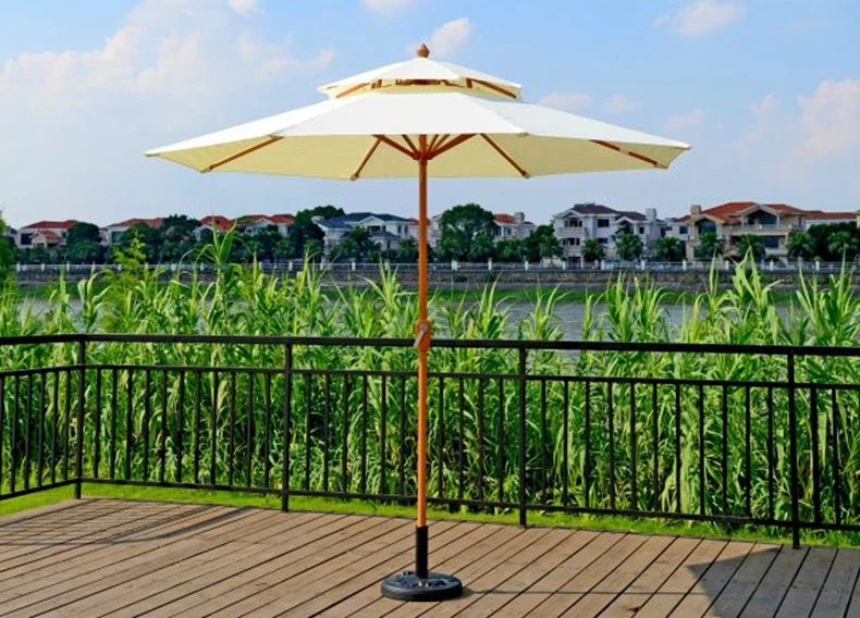 Customizable 2.7m Double Layer Aluminum Frame Patio Garden Umbrella  Printed Parasol for Beach Outdoor Hotel Use