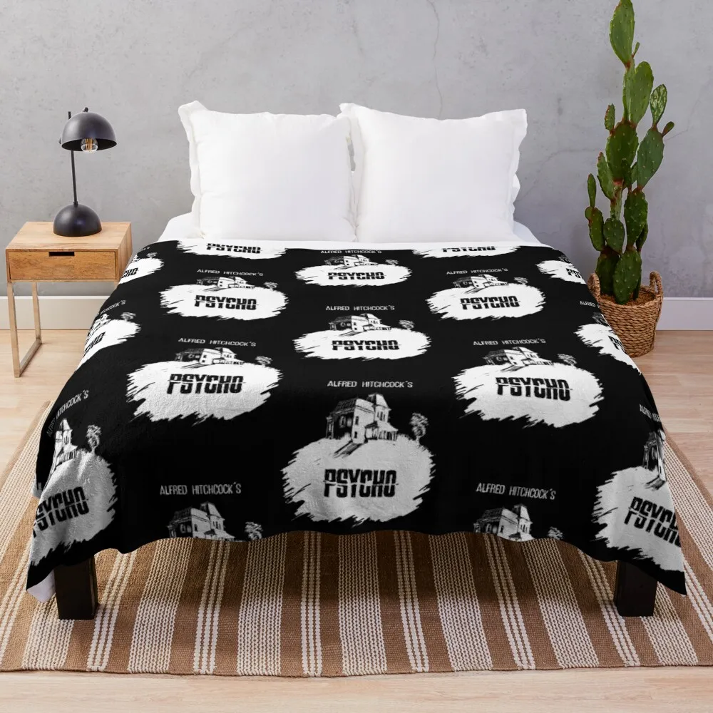 

Alfred Hitchcock's Psycho by Burro! (black tee version) Throw Blanket blankets and throws Flannel For Baby Blankets