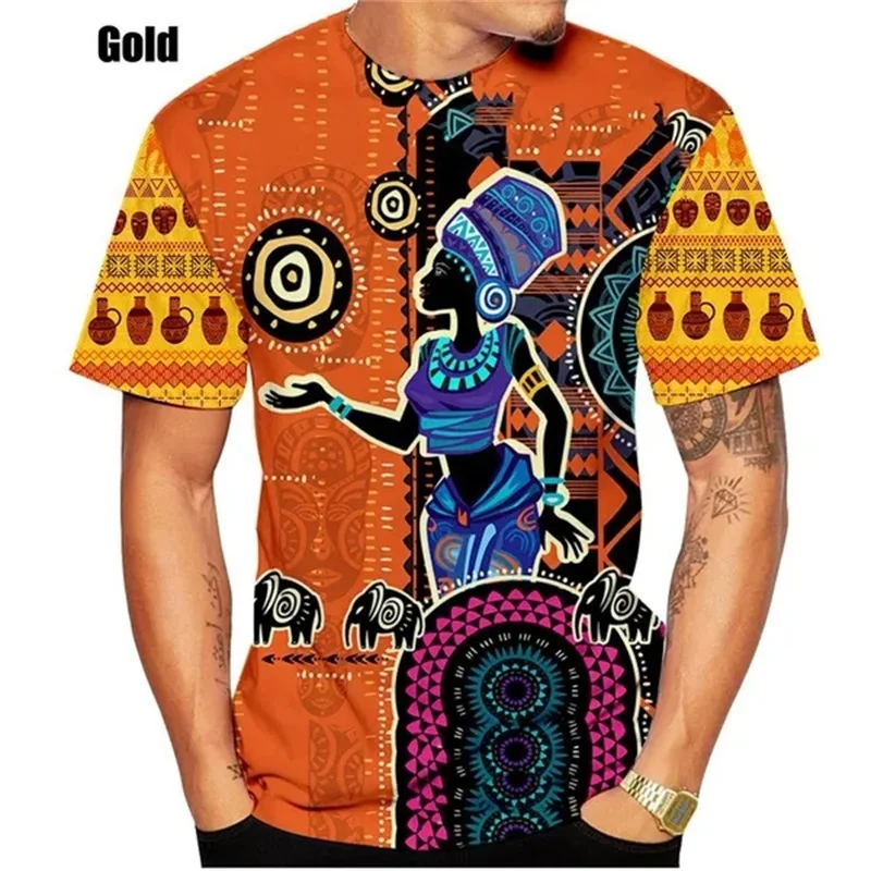 3D Print African Dashiki Ethnic Style Graphic T Shirts For Men Women Short Sleeve Round Neck Tee Tops Men\'s Oversized Tshirt