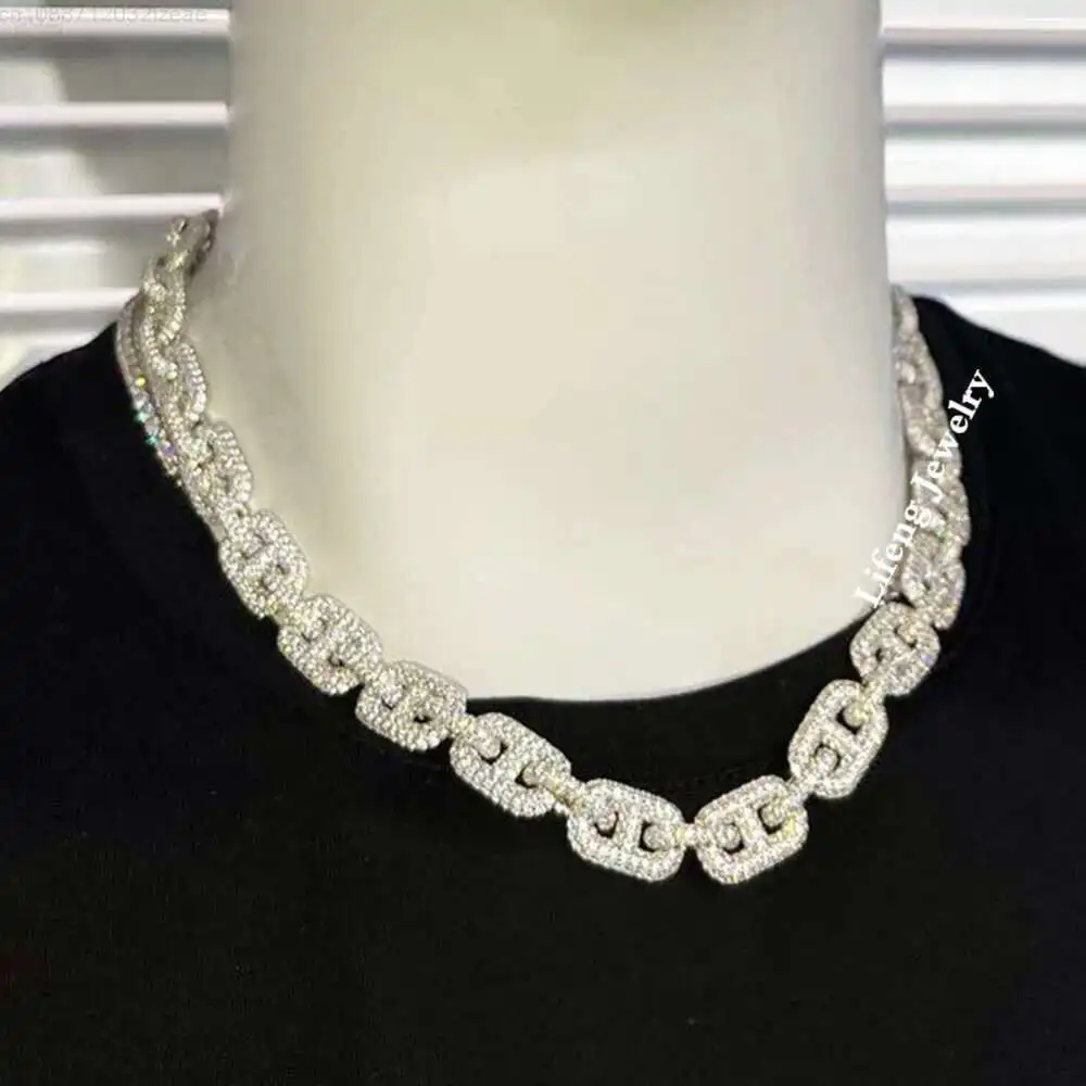 

Fashion Jewelry Moissanite Jewelry White Gold Plating Cuban Link Chain Hip Hop Trend Party 925 Sliver Necklace