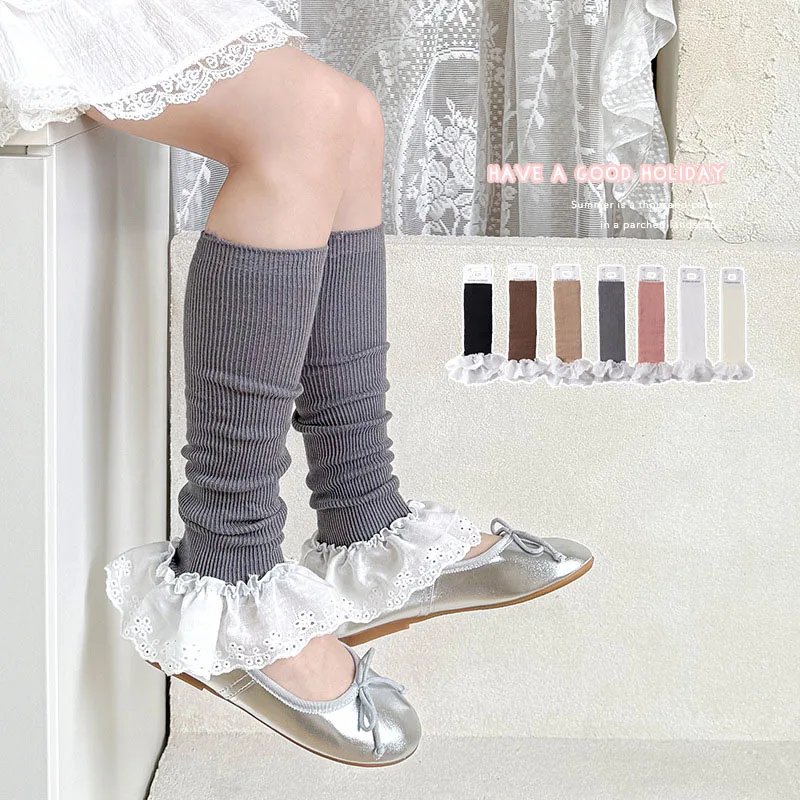 MILANCEL ربيع جديد الاطفال جوارب السيقان 3-12T الحلو الدانتيل تقليم الفتيات محبوك جورب الأكمام 7 ألوان الأطفال لوليتا مكدسة الجوارب