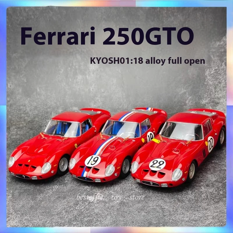 Kyosho-Modèle de voiture Ferrari 250GTO en alliage, modèle de simulation, voitures d'affichage, collection en édition limitée, cadeau d'anniversaire pour garçon, 1/18