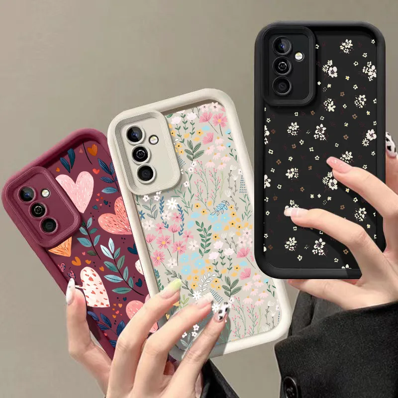 Case For Samsung Galaxy S25 FE S26 Ultra S24 S23 S22 S21 S20 Plus Ultra 5G Leaves Floral Print Matte Silicone Shockproof Shell