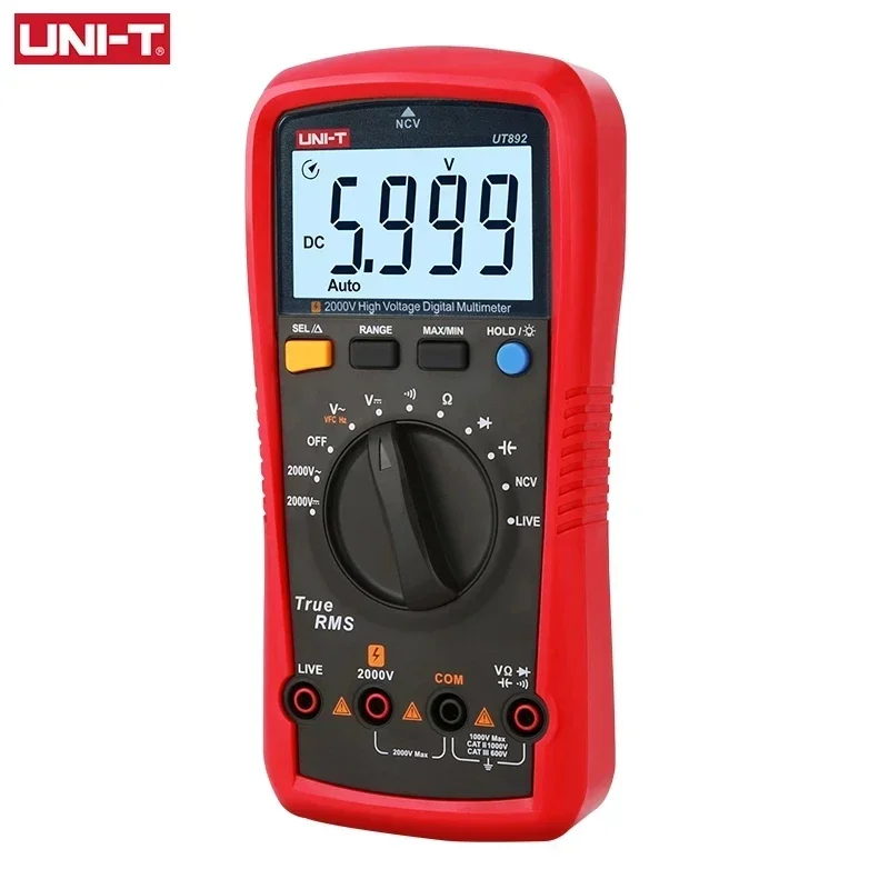 Imagem -02 - Uni-t-multímetro Digital Ut892 2000v ac dc Voltímetro True Rms Tester Capacitor Medidor de Freqüência Ncv Teste ao Vivo