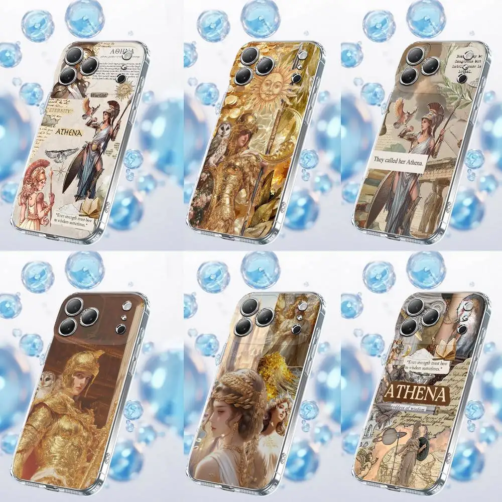 

Phone Case For iPhone 17,16,15,14,13,12,11 Plus,Pro,Max,Plus,E,SE4,Air,Mini Transparent Greek goddess Athena OWL Cover