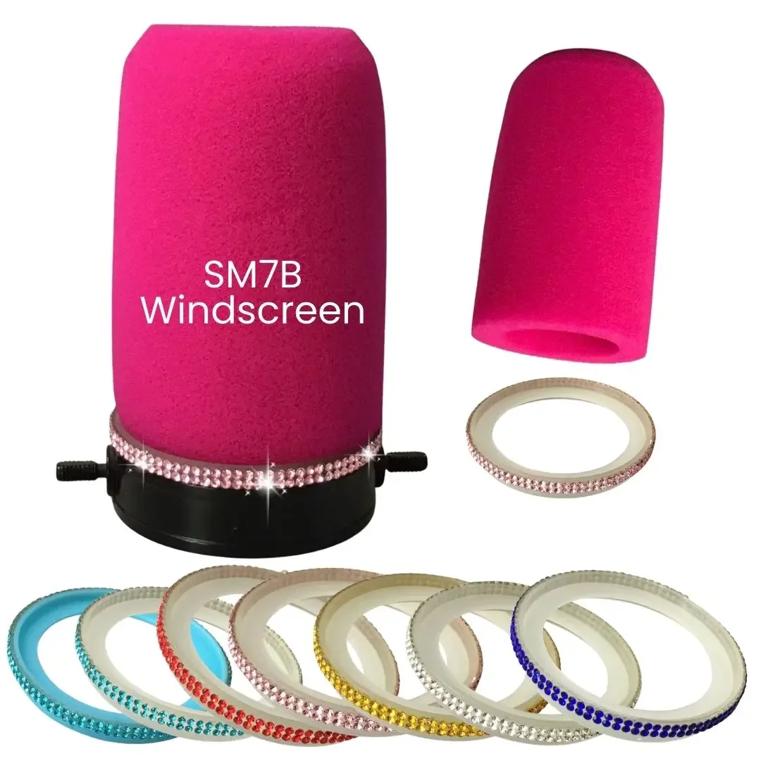 

Ветрозащитный поп-фильтр Shure SM7B/SM7dB из высокоплотного розового поролона со стразами для аудиооборудования