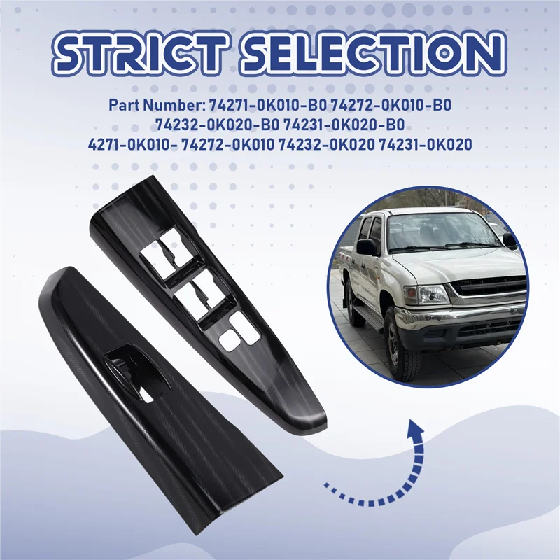 

AB16-4PCS Front+Rear Door Armrest Trim Panel Window Switch Bezel For Toyota Hilux 05-14 4271-0K010 74272-0K010 74231-0K020