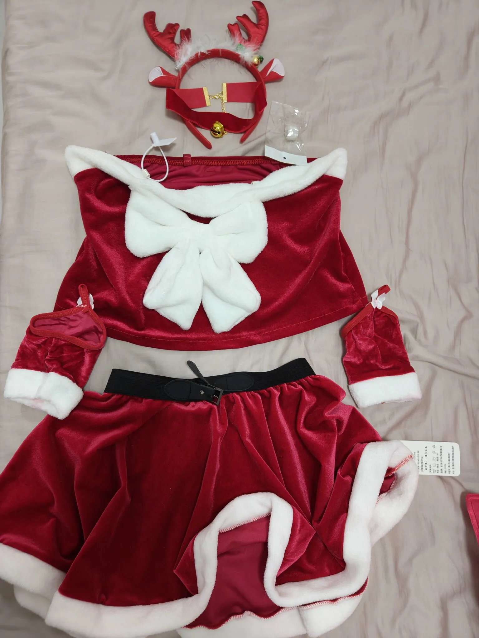 Disfraz de Navidad para Mujer, Vestido de Santa Claus con Copos de Nieve de Peluche, Guantes y Gorro, Cálido y Elegante para Fiestas