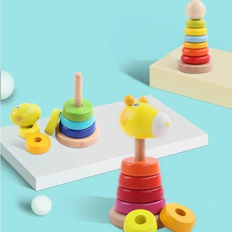 F62d 6inch كتلة التراص الخشبية لـ W/ Base Color Match Toy للأطفال التطور