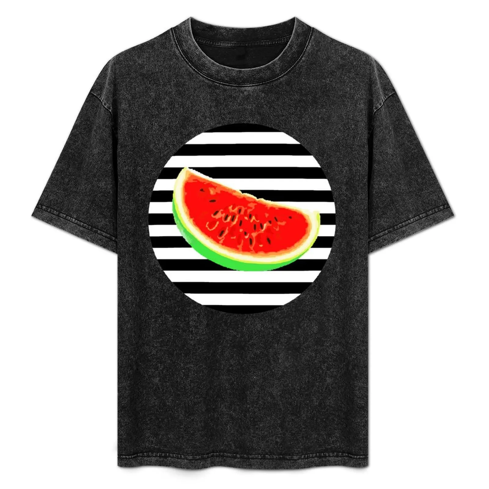 

Watermelon, summer poster, summer sticker, circle, black stripes T-Shirt oversized t shirt man clothes vintage men clothings