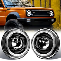 Faro Led Universal de 7 pulgadas para coche, faro alto-bajo con Halo Angel Eyes para Lada 4x4 urban Niva Jeep JK Land Rover Defender