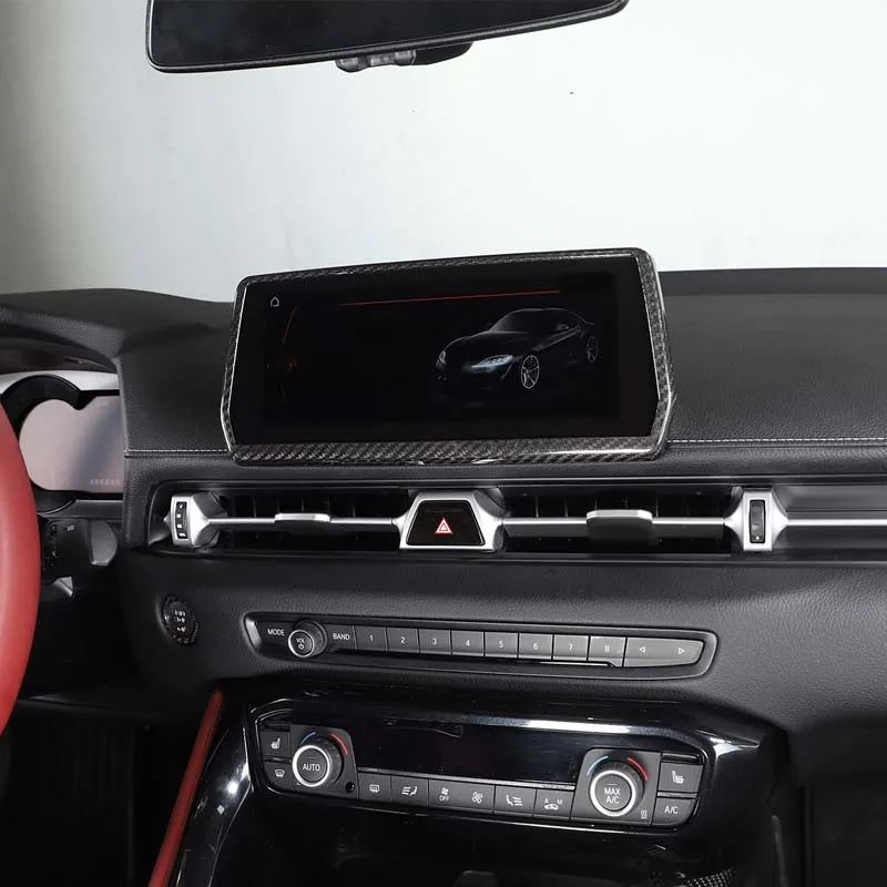 

For Toyota GR Supra A90 2019-2025+ Real Carbon Fiber Car Navigation Decorative Frame Sticker Car Interior Protection Accessories