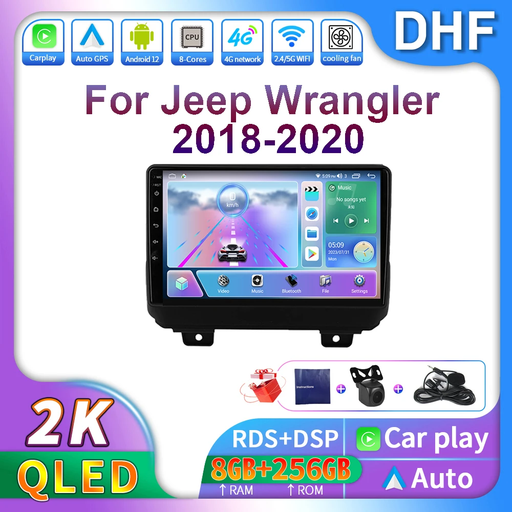 

DHF Android 13 Car Radio For Jeep Wrangler 4 JL 2018 2019 2020 Auto Multimedia Video Player 2 din Navigation GPS Stereo CarPlay