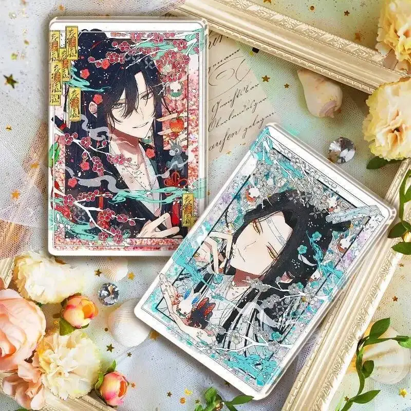 

Anime Mahjong Souvenir Fans Mo Dao Zu Shi Wei Wuxian Lan Wangji Cosplay Birthday Acrylic Flowing Quicksand Stand Gift