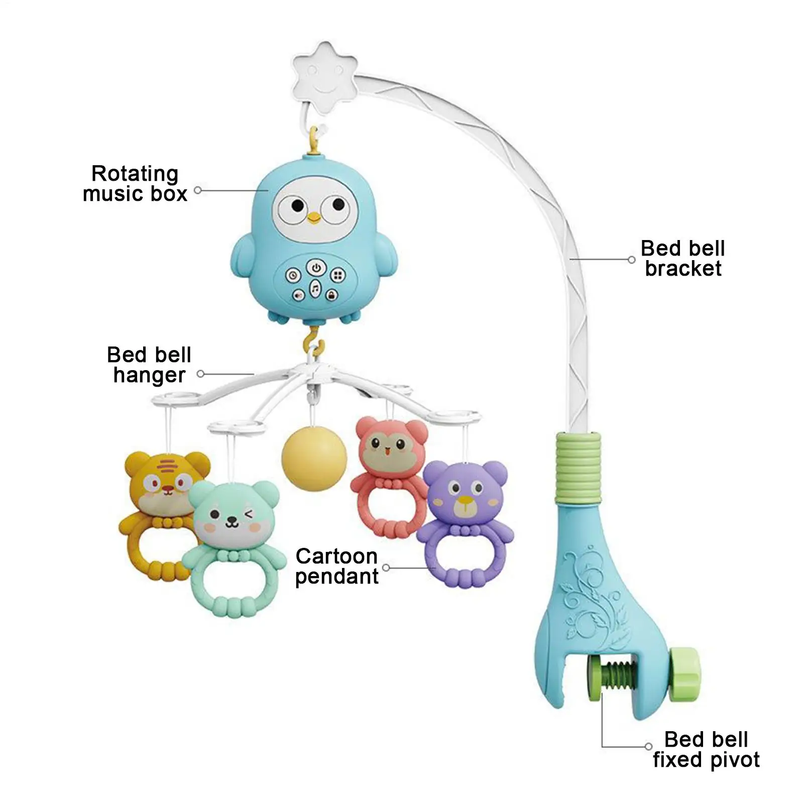 Remote Control Musical Baby Crib Mobile toy with Lights Music Projection for Infants Crib Toys for Newborn Baby Mobile for Crib