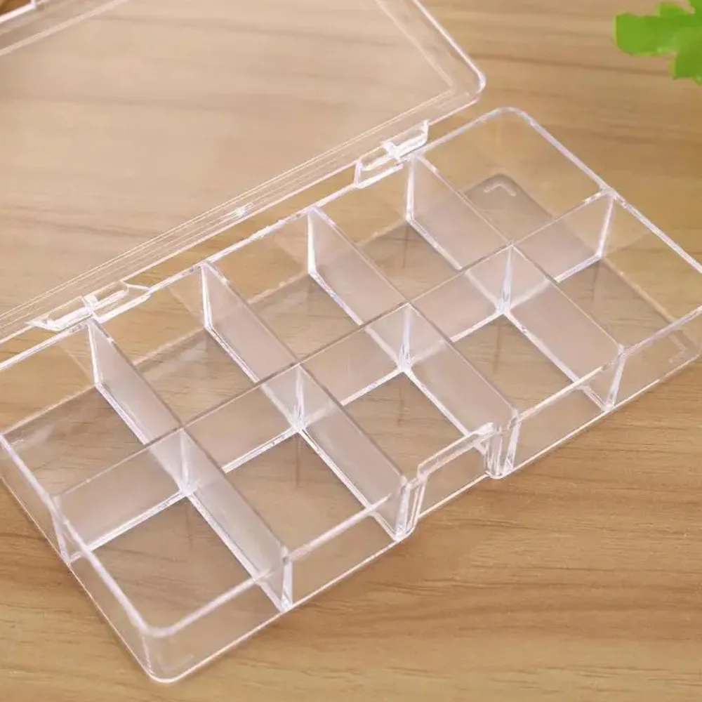 10 Grids Clear Acrylic Empty Storage Box Beads Jewelry Decoration Nail Art Display Container Case Wholesale