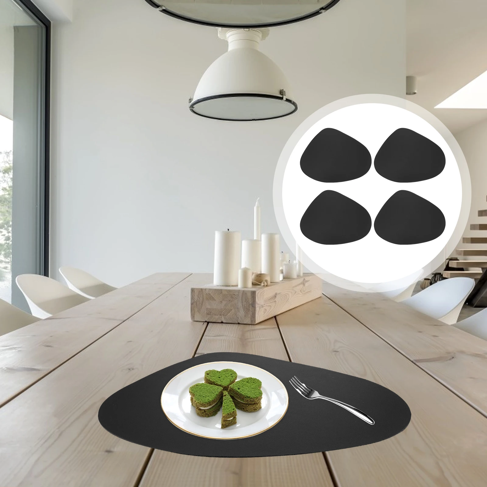 

4pcs Drop-Shaped Insulation Mats Pu Dining Placemat Water-Proof Skid-Proof Heat Resistant Table Cushion Wipeable