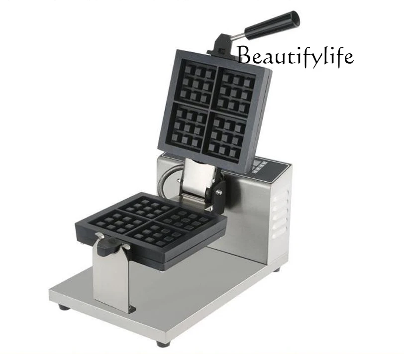 

Commercial 1400W Stainless Steel Waffle Non-stick Machine with 2 Aluminium Coated Baking Plates, 180° Left/right Turning