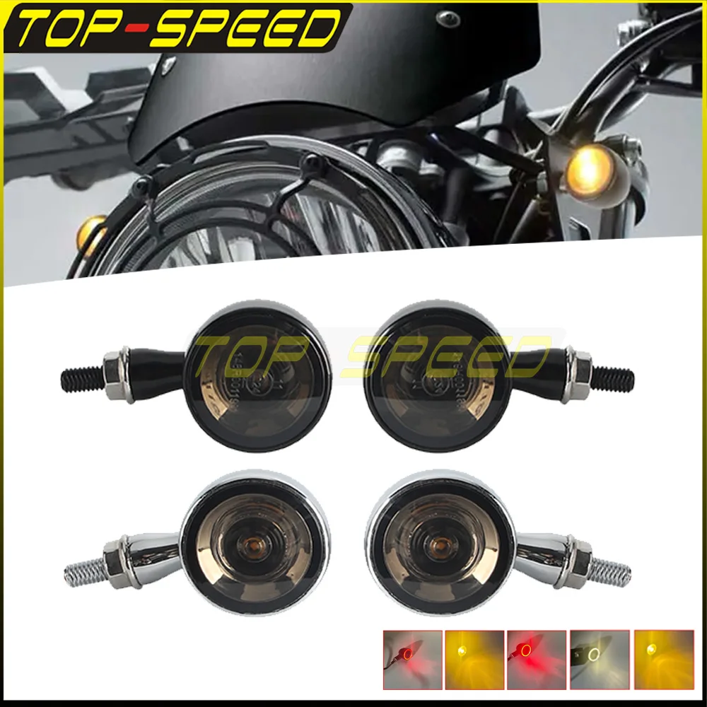 

8mm E24-mark Front 2 in 1 Rear 3 in 1 Turn Signal Lights Indicator Motorcycle Universal Bullet 12V LED Turn Signals For Harley