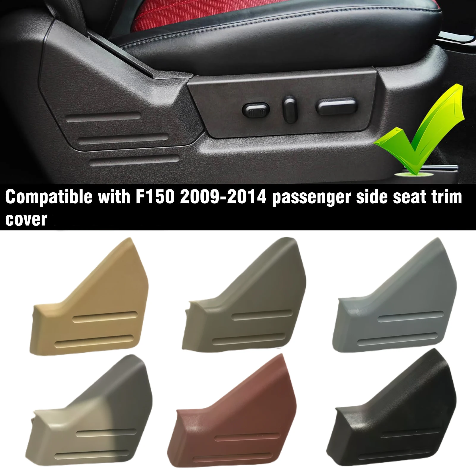 Panel de cubierta embellecedora de asiento y bisel de interruptor para Ford F150 2009-2014 Lincoln Mark LT Reemplazar 9L3Z-1661693-AB 9L3Z-14A706-CA