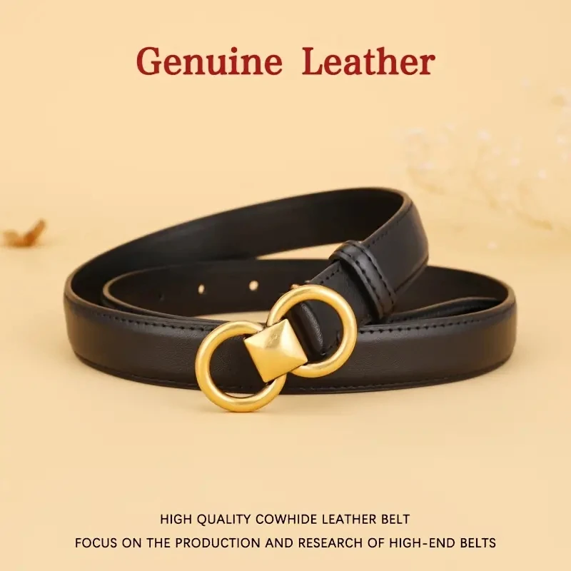 Genuine Cowhide Leather Belt for women New Versatile Decorative Suit Belt Fashionable Black Trendy Jeans Belts women