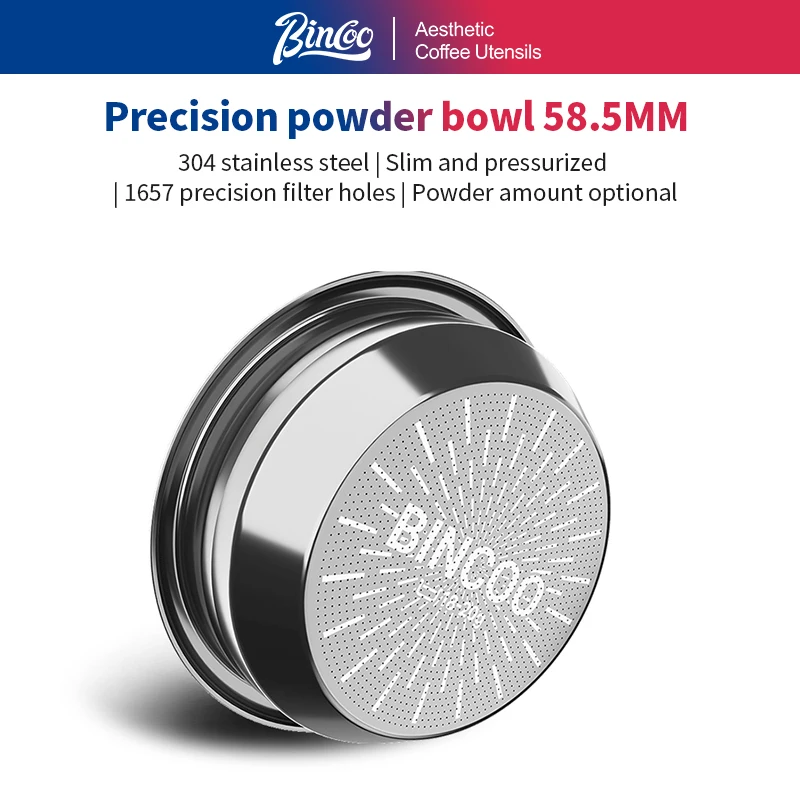 Bincoo 58.5mm Espresso Basket – Precision Drilled Pressurized Portafilter, Slow Flow, Tapered Shape for Barista Home Brewing