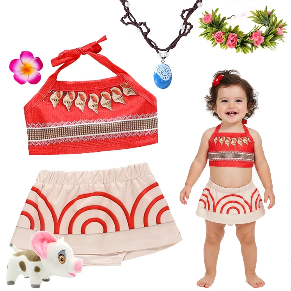 1st Birthday Dress for Baby Girls Moana Clothes Baby Fantasia Moana Kids Party Kit Vaiana Carnival Attire Infants Costume