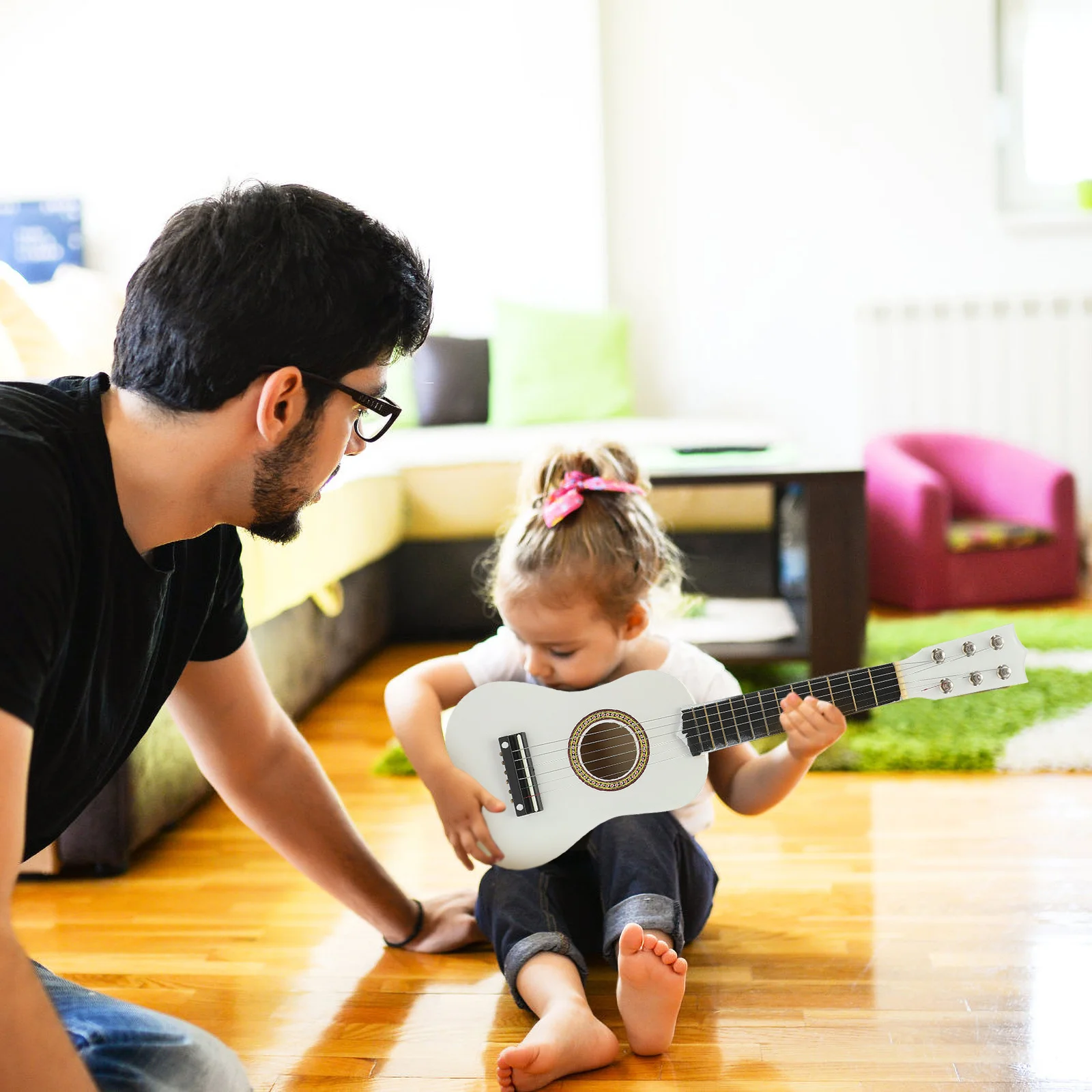 

21-дюймовая акустическая гитара для детей, музыкальный инструмент для начинающих, деревянная конструкция с сбалансированным звуком, портативная для юных музыкантов