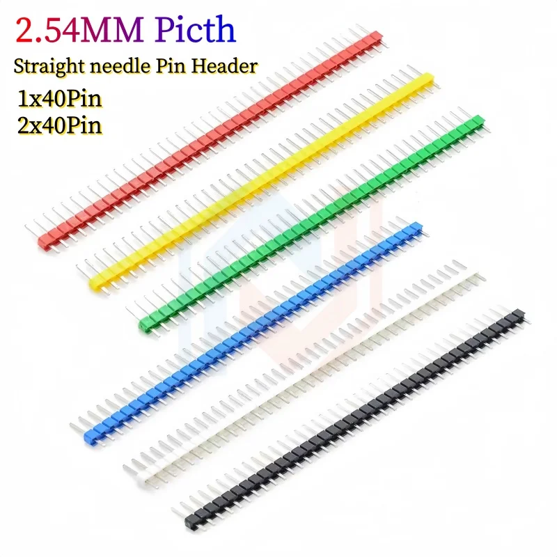 1x40 2x40 Pins 2.54mm Pitch Male Pin Header Strip Straight Connector Copper for PCB Board DIY Soldering
