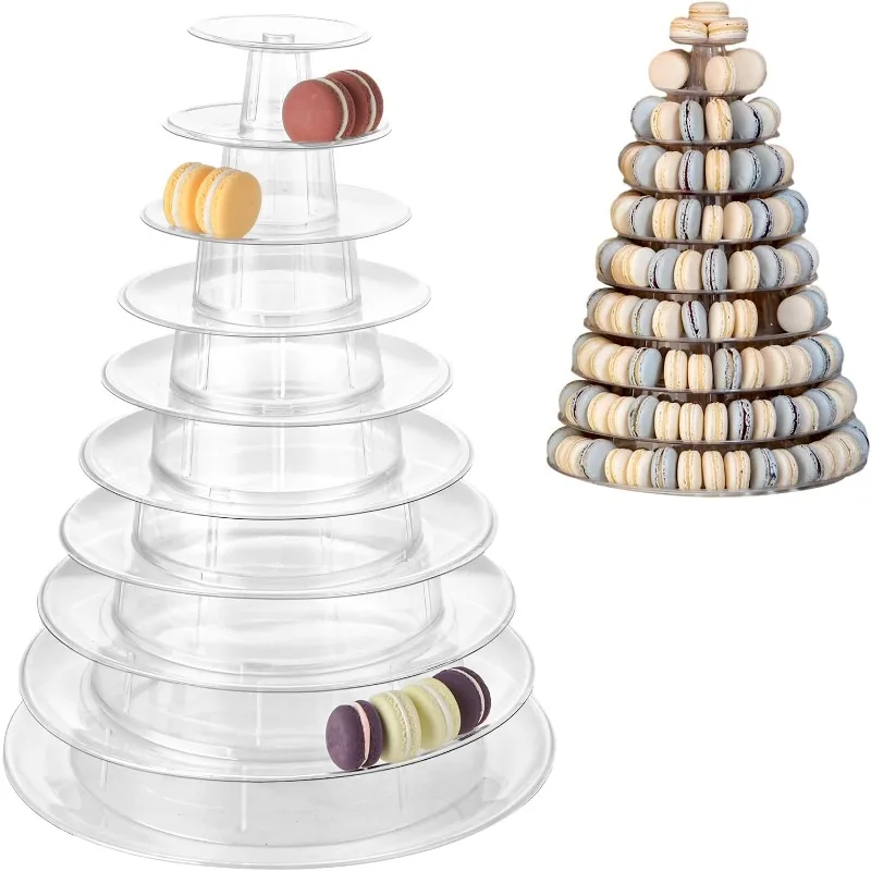 Macaroon Tower Stand Plastic Cake Display Macaron Wedding Cupcake Holder Platter for Baby Shower Birthday Party Decoration