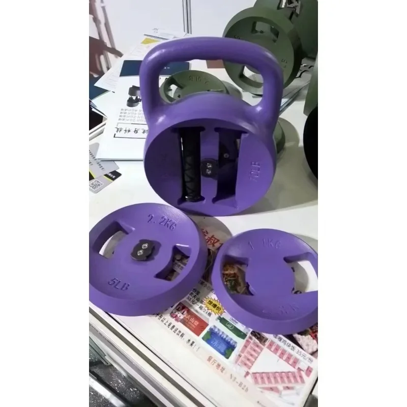 مجموعة دمبل كيتل بيل قابلة للتعديل بشعار مخصص - معدات لياقة بدنية متعددة الوظائف لتدريب قوة المنزل وصالة الألعاب الرياضية