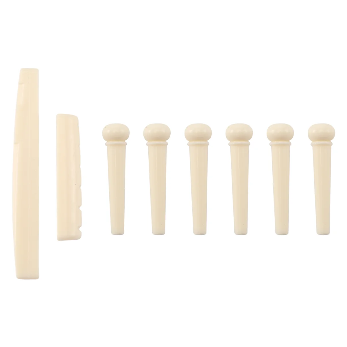 6 Bridge Pins + saddle + bridge saddle Bone / Bone Acoustic Guitar white