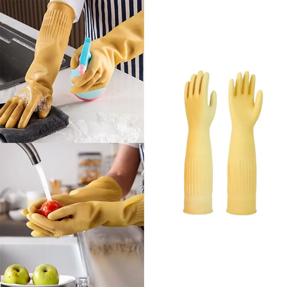 Extra Long Cuffs Rubber Cleaning Gloves Thick Material Reusable Chemical Resistant Gloves Non-slip Waterproof