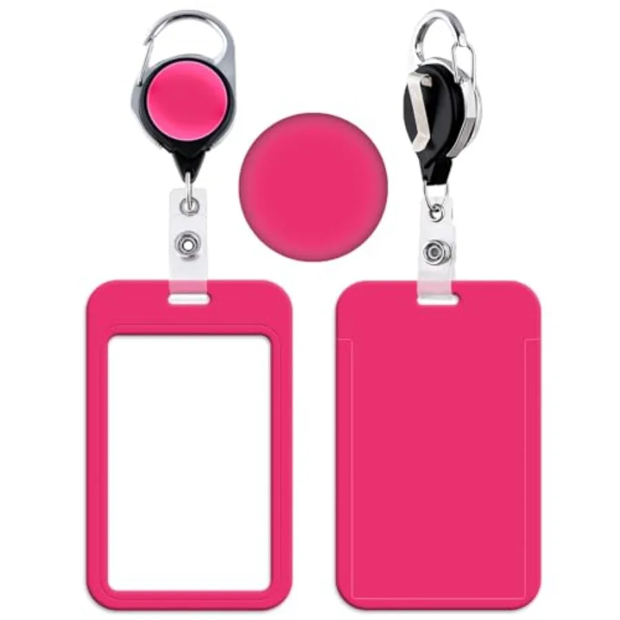 

Retractable Badge Holder with Carabiner Clip, Heavy Duty ID Card Holder for Work, School and Events, Simple Card Sleeve for Gir