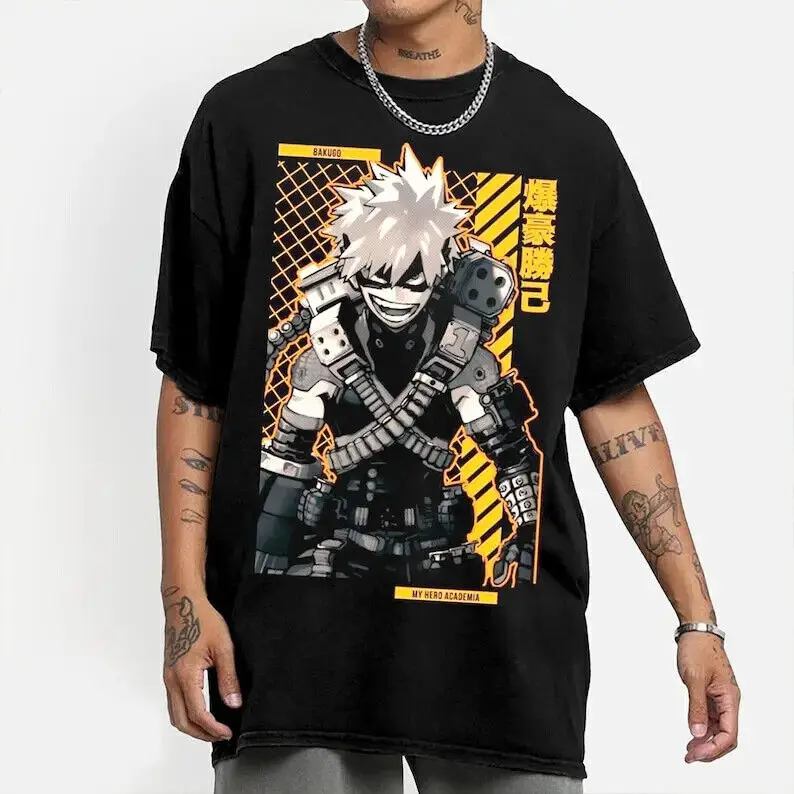 

Bakugo Katsuki My Hero COTTON T-shirts Anime Unisex Men Women Tops Summer Tees