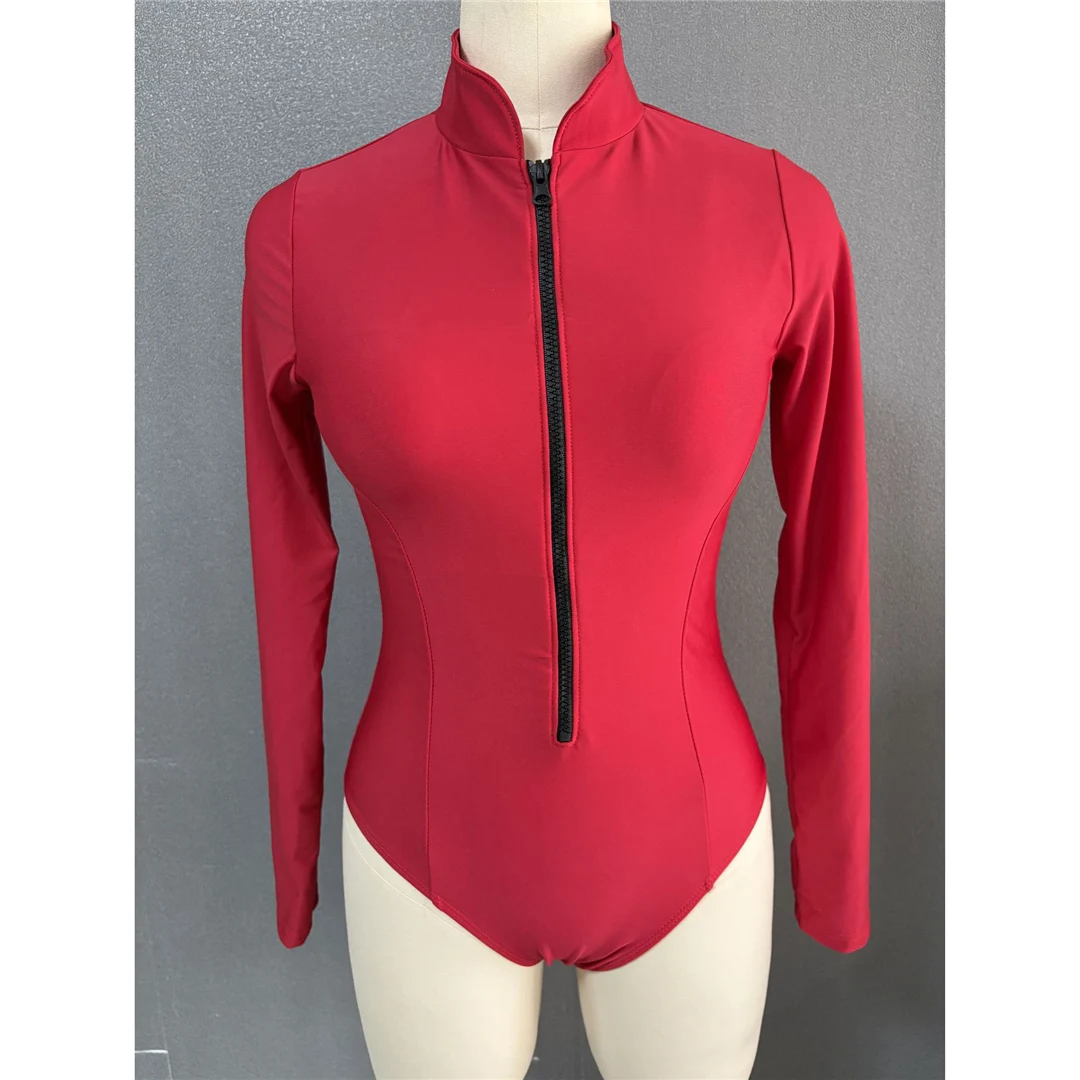 S - 2XL, 4 Farben, langärmelig, mit Reißverschluss, Surf-Rashguard, einteiliger Badeanzug, Damen-Badebekleidung, Badeanzug für Frauen, Badebekleidung, Schwimmanzug V6266 – Detail 23