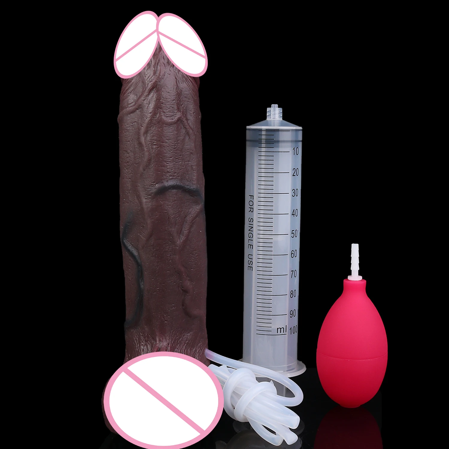 SXXY 9.44 ''أسود سيليكون لينة التدفق دسار مع مصاصة قوية الجلد الشعور القذف المكونات الشرج لعبة الجنس للرجال النساء 18 + #5