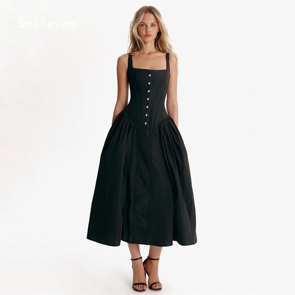 Smileven رواية أسود ألف خط فستان حفلة موسيقية السباغيتي حزام رداء حفلات الكلاسيكية مشد مناسبة رسمية فستان مخصص 2026 #1